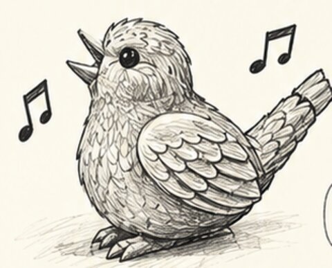 Pencil drawing of the Little Blue Bird